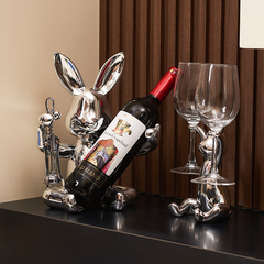 高档兔子红酒架摆件餐边柜酒柜杯架轻奢酒托套装客厅创意家居装饰