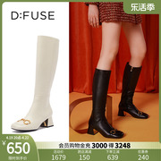 DFuse迪芙斯冬季马衔扣高筒长靴及膝靴粗跟骑士靴DF14117406