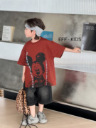 尔菲梵EC潮牌EFF夏天季款男中大童装纯棉短袖圆领米奇老鼠t恤衫