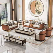 新中式实木沙发组合现代中式乌金木客厅大小户型轻奢别墅真皮家具