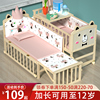 婴儿床卡通实木摇篮床可移动宝宝，床儿童多功能拼接大床新生儿bb床