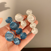 蓝色海洋泡泡透明果冻发夹，女刘海侧边碎发头饰发卡韩国2023年