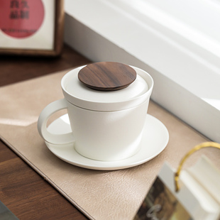陶瓷水杯马克杯咖啡杯带盖过滤茶水分离茶杯，情侣杯办公杯定制送礼