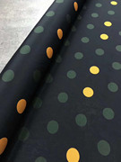 黑底橙绿两色圆点印花18姆米真丝弹力，双绉宽幅连衣裙桑蚕丝布料