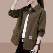 韩国短款长袖衬衫女2023秋冬大尺码宽松减龄工装夹克上衣外套