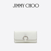 JIMMY CHOO/WALLET W/CHAIN 女士白色水晶扣皮革钱包JC