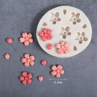 樱花硅胶模具中式国潮风，diy翻糖巧克力，小花朵祝寿蛋糕配件模具