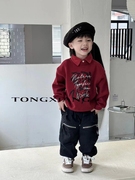 tongxiang童巷潮牌小中大童装，冬季款加绒，加厚假两件毛衣针织衫