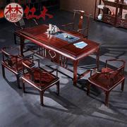 新中式全实木红木茶桌椅，组合阔叶黄檀印尼黑酸枝泡茶室