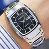 商务男士手表钨钢时尚超薄间金方形双历石英表