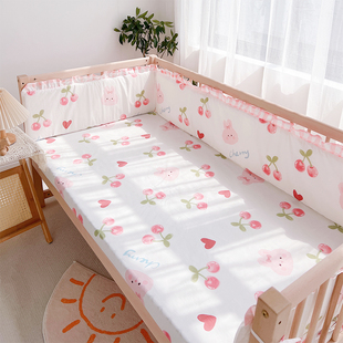 宝宝床上用品儿童床床围婴儿床品防撞拼接床床围挡布全棉纯棉套件