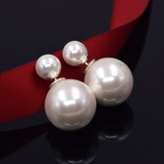 925纯银双面珍珠耳钉女气质，百搭耳饰网红前后两用大小耳环防过敏