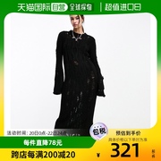 香港直邮潮奢 ASOS 女士设计针织磨破缝线中长连衣裙(黑色)