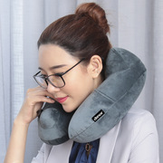 户外旅行颈椎枕便携充气旅行U型枕按压自动充气颈枕销售