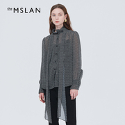 MSLAN奥莱秋装上新2022抽绳花边长袖薄款衬衫设计师款MECV1412