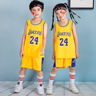 儿童篮球服套装男女宝宝运动背心，小孩比赛训练服科比24号球衣短袖
