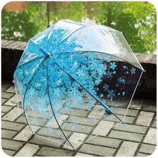 创意樱花透明雨伞三折叠晴雨伞女生学生，环保加厚伞下雨季遮雨