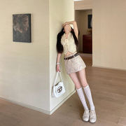 okma粉色半身裙女夏季设计感小众印花低腰，显瘦性感辣妹包臀短裙