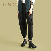 gnc黑色马丁靴商场同款冬季低跟圆头经典英伦，风系带真皮舒适短靴