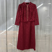 歌r32l103商场专卖2024春夏时尚，品质女装国风，蕾丝红色喜庆连衣裙