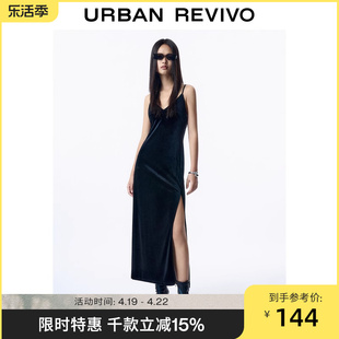 UR秋冬季女装时尚休闲简约百搭V领无袖连衣裙UWJ730025