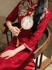 「与意」红色旗袍新娘女改良新中式冬季敬酒服高级感订婚礼服秋冬