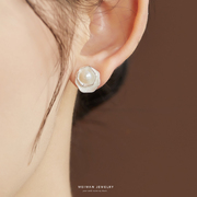 『珠光曲』为晚天然淡水珍珠耳钉女s925纯银小众气质耳饰生日礼物