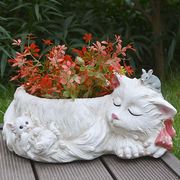 急速创意可爱猫咪花盆户外阳台动物多肉盆栽北欧风小白猫装饰