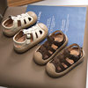 男童皮凉鞋包头运动风，2024夏季儿童鞋，女童鞋镂空宝宝包脚小童