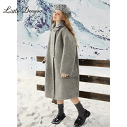 女童秋冬双面羊绒大衣儿童，冬季洋气加厚羊毛呢，上衣中大童长款外套