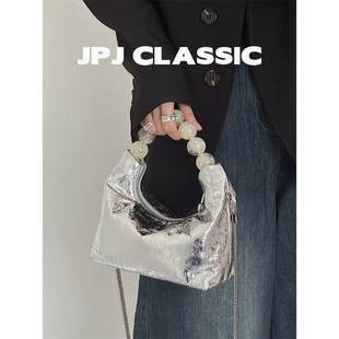 jpjclassic头层牛皮新中式饺子包菜篮子包单肩斜挎复古风链条包