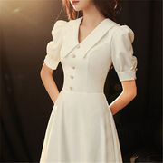 白色洋装日常主持人小礼服女裙子平时可穿夏季领证约会连衣裙