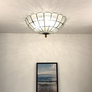 欧式地中海风格卧室灯美式简约房间北欧田园阳台玄关玻璃吸顶灯具