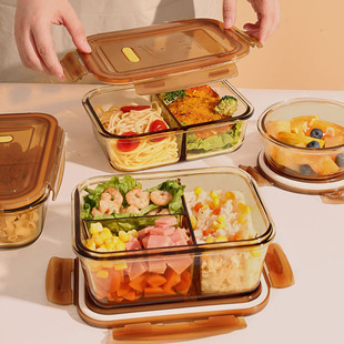 上班族学生带饭餐盒玻璃，饭盒可微波炉，加热专用碗密封水果盒保鲜盒