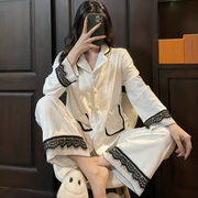 睡衣冬季韩版女金丝绒蕾丝小香风甜美气质开衫套装加厚加绒家居服