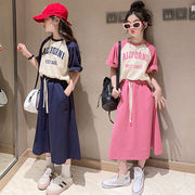 夏季女童短袖裙子套装洋气初高中生中大儿童装时髦两件套裙装