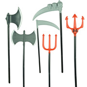 万圣节骷髅武器道具鬼节兵器装备红色，三叉恶魔鬼，叉镰斧头可拼装