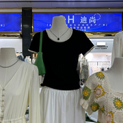 东大门女装2024夏款韩系甜美蕾丝短袖T恤百搭显瘦减龄体恤上衣女
