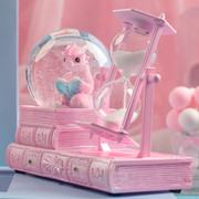 粉色博学书本八音盒水晶球，1530min旋转沙漏，计时器少女生日礼物