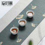 防水茶席棉麻布禅意茶桌垫布 日式茶具配件干泡茶巾 布艺桌旗中式