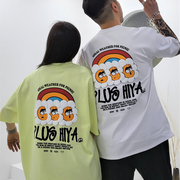 韩国东大门男装短袖T恤太阳花卡通图案印花圆领男女同款体恤