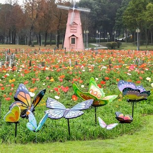 户外仿真蝴蝶雕塑摆件发光蝴蝶模型公园景区庭院草坪花海花园装饰