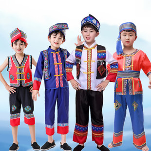 六一男童少数民族服装儿童壮族，演出服饰傣族，土家族演出服舞蹈服装