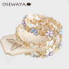 osewaya设计师花朵珍珠手链，女ins小众蝴蝶粉花瓣，手镯简约轻奢戒指