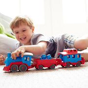Green toys儿童小火车玩具复古拖车套装滑行小汽车运输车宝宝3岁1