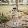 韩国bily进口公主裙婴儿纯色小围裙儿童背带棉麻裙子系带女孩童