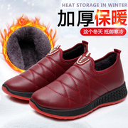 老北京布鞋女鞋冬季加绒保暖中老年人妈妈棉鞋防滑软底女鞋一脚蹬