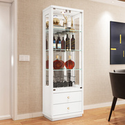 玻璃酒柜展示柜靠墙约家用储物柜带锁小酒柜白色烤漆装饰柜