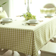 防水格子桌布布艺绿色，小清新长正方形，餐桌布幼儿园小方格茶几台布