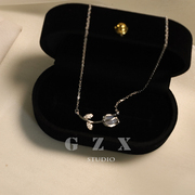 Gz/i 925纯银猫眼石玫瑰项链小巧锆石送礼高级感小众锁骨链